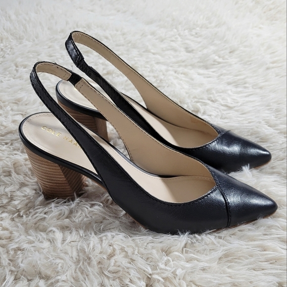 Cole Haan Shoes - Cole Haan Block Heel Sling Back Leather Shoes